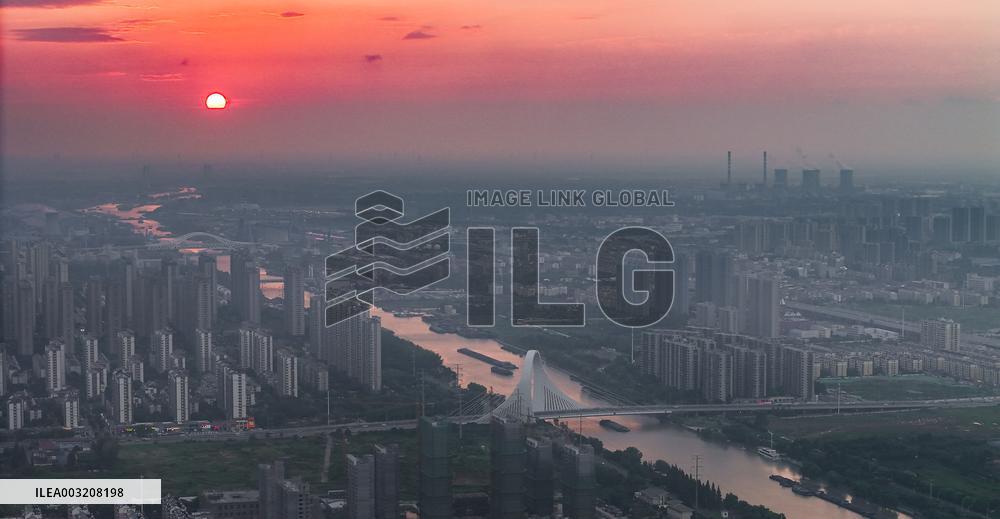 Urban Buildings Illuminated By The Setting Sun in Huai'an