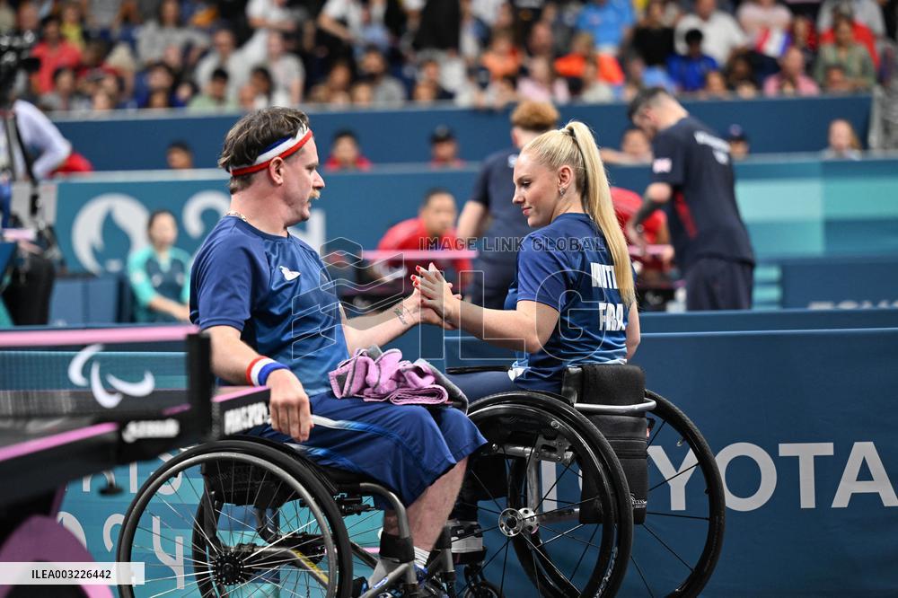 Paris 2024 Paralympics - Table Tennis - Flora Vautier and Florian Merrien Competing