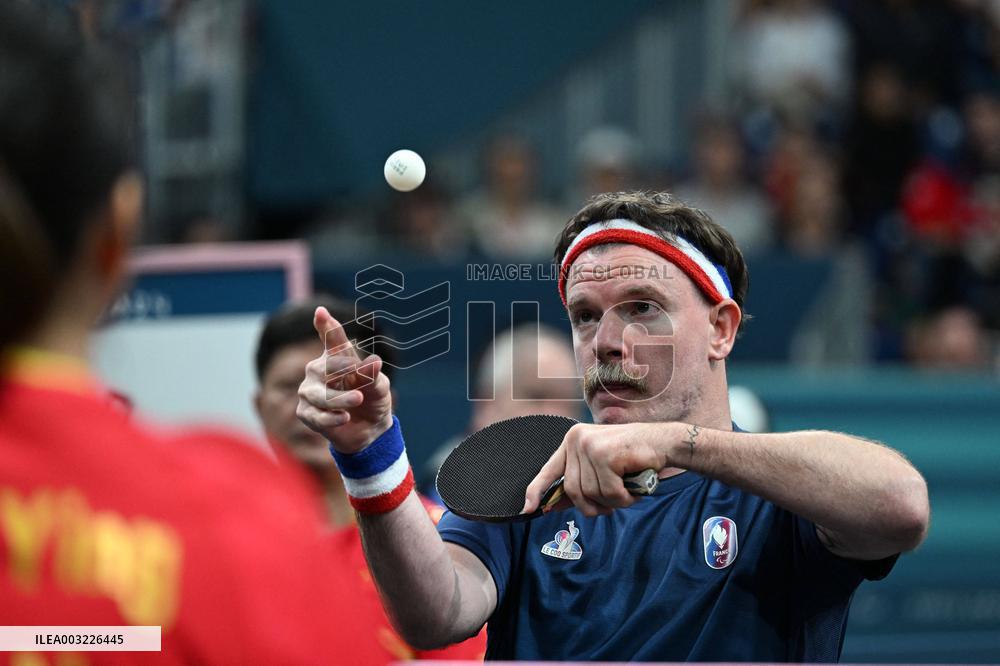 Paris 2024 Paralympics - Table Tennis - Flora Vautier and Florian Merrien Competing