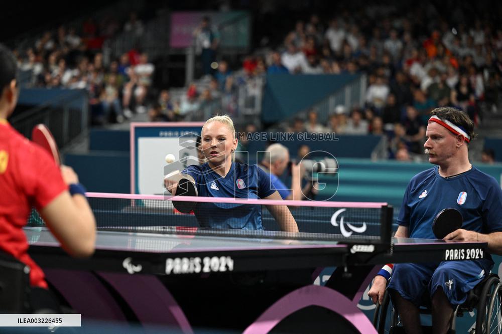 Paris 2024 Paralympics - Table Tennis - Flora Vautier and Florian Merrien Competing