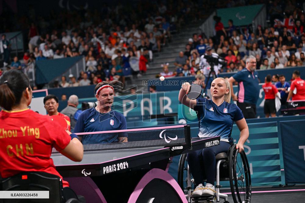 Paris 2024 Paralympics - Table Tennis - Flora Vautier and Florian Merrien Competing