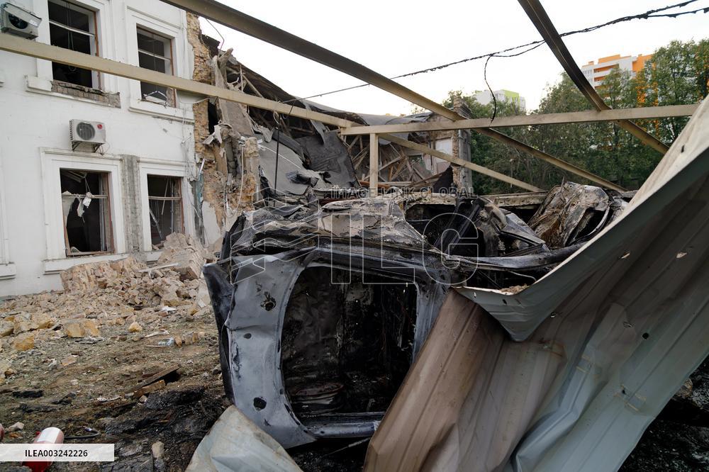 Consequences of Russian missile attack in Kyiv