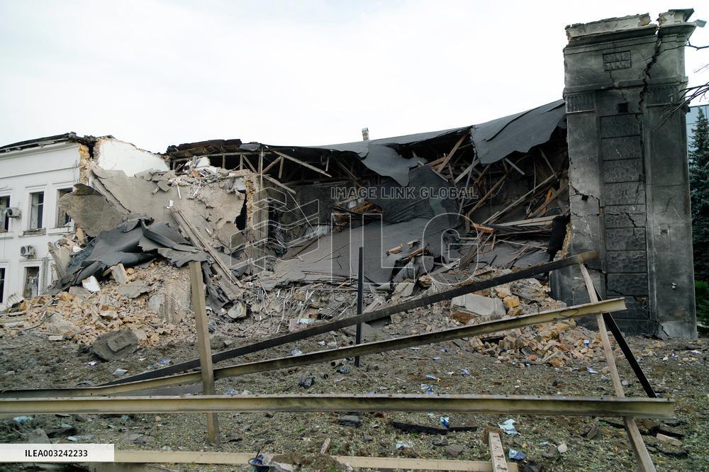 Consequences of Russian missile attack in Kyiv