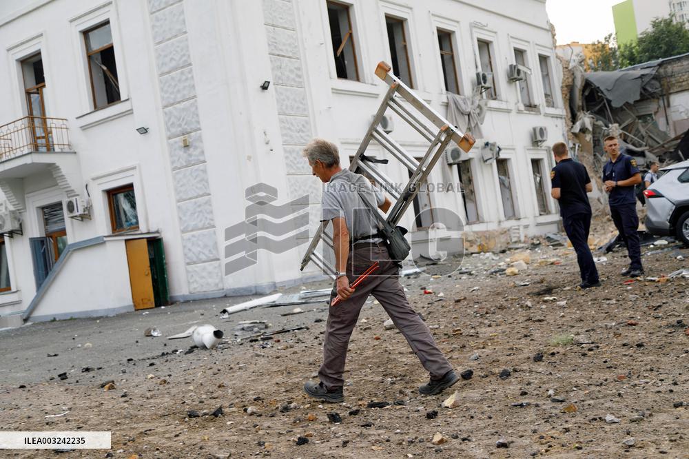 Consequences of Russian missile attack in Kyiv