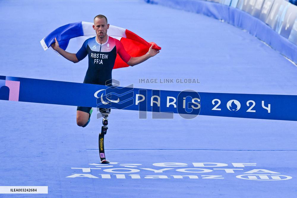 Paris 2024 Paralympics - Para Triathlon - Jules Ribstein Wins Gold