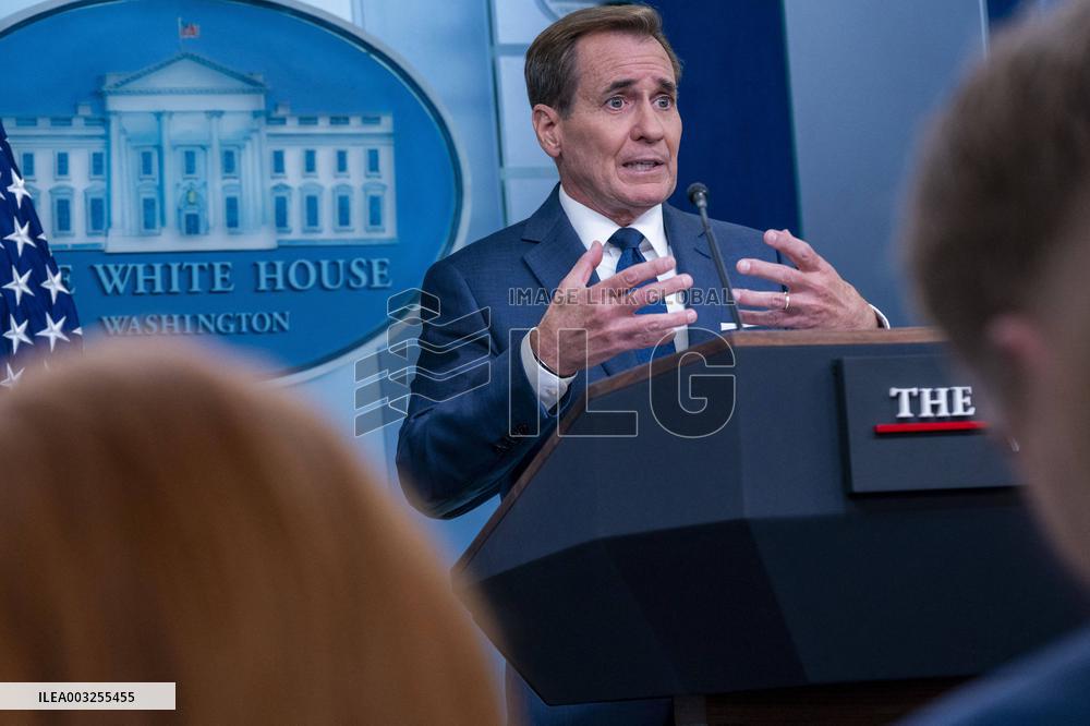 White House National Security Communications Advisor John Kirby and White House Press Secretary Karine Jean-Pierre hold daily pr