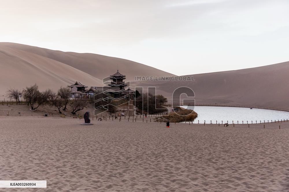 Mingsha Mountain Crescent Spring in Jiuquan