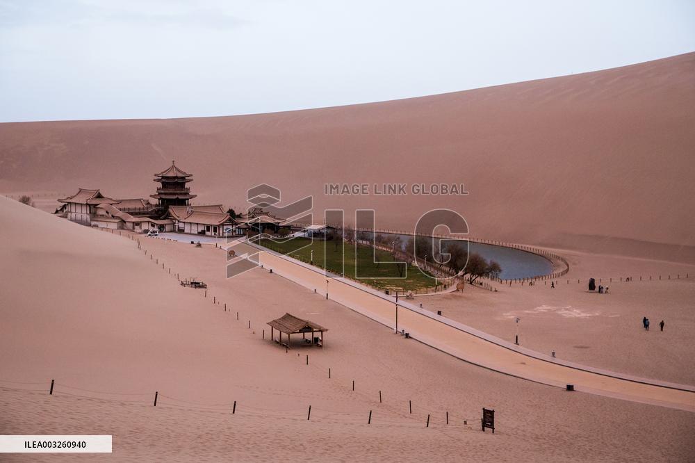Mingsha Mountain Crescent Spring in Jiuquan