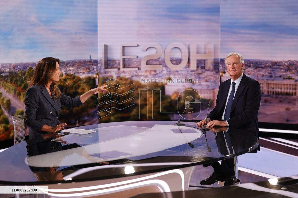 Newly Appointed PM Michel Barnier On TV Channel TF1 - Boulogne-Bilancourt