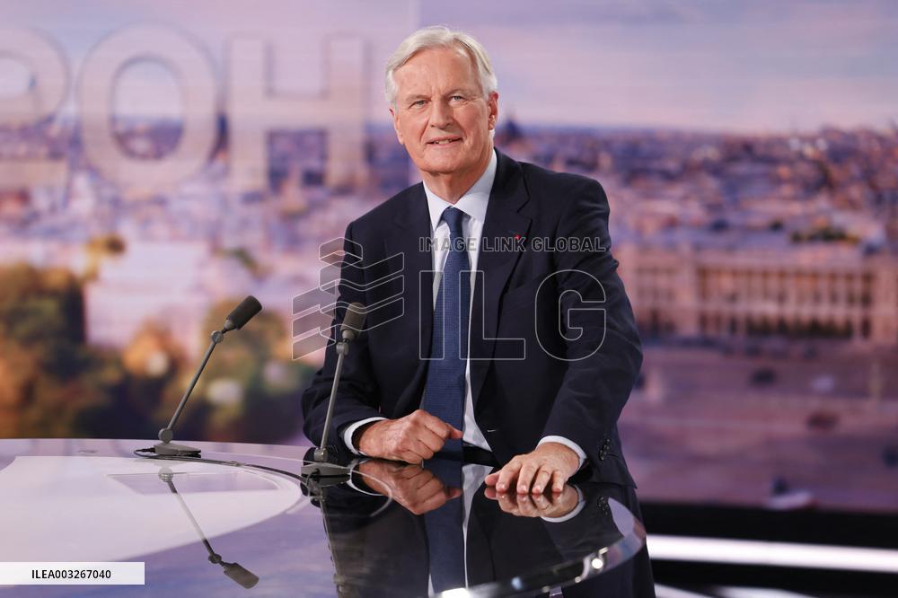 Newly Appointed PM Michel Barnier On TV Channel TF1 - Boulogne-Bilancourt