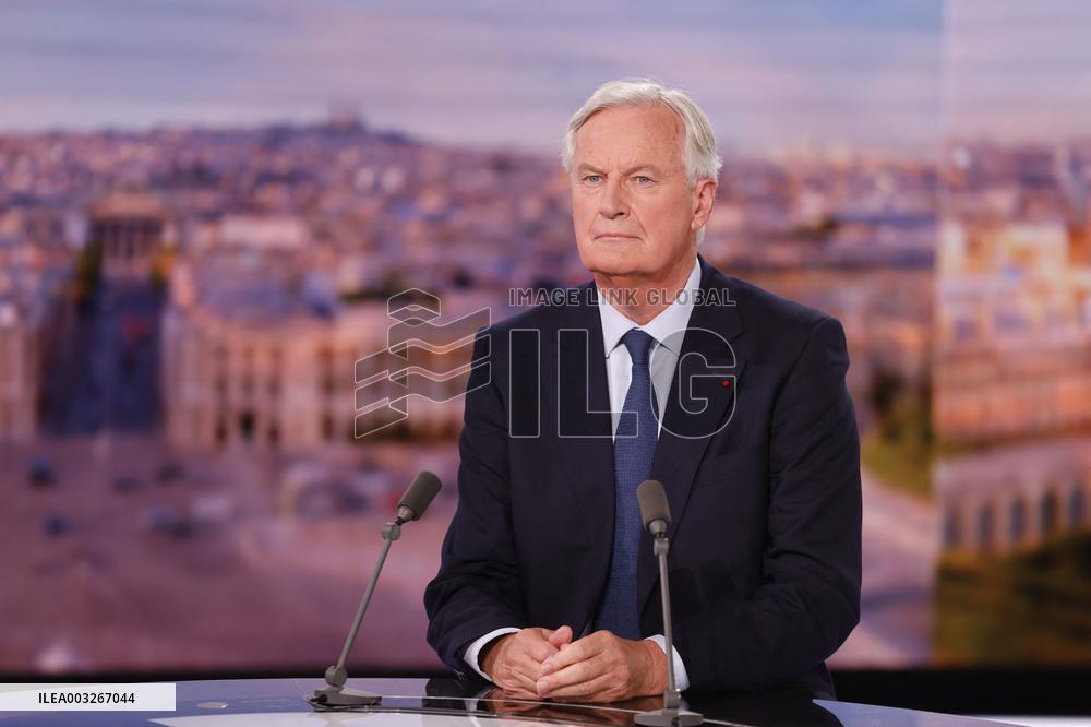Newly Appointed PM Michel Barnier On TV Channel TF1 - Boulogne-Bilancourt