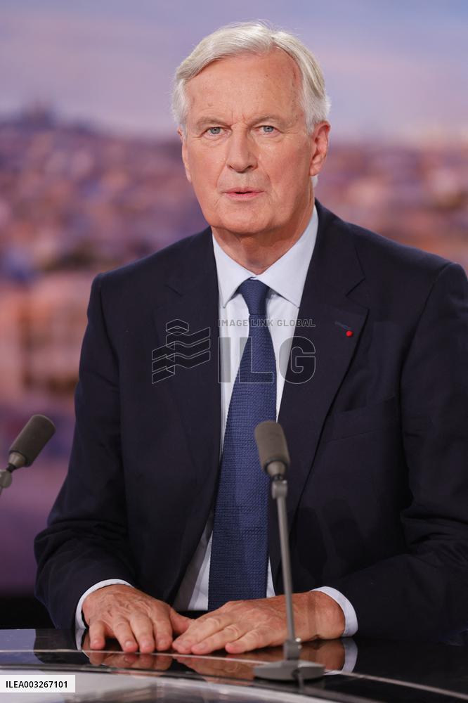 Newly Appointed PM Michel Barnier On TV Channel TF1 - Boulogne-Bilancourt
