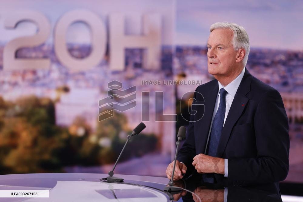 Newly Appointed PM Michel Barnier On TV Channel TF1 - Boulogne-Bilancourt