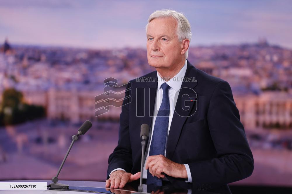 Newly Appointed PM Michel Barnier On TV Channel TF1 - Boulogne-Bilancourt