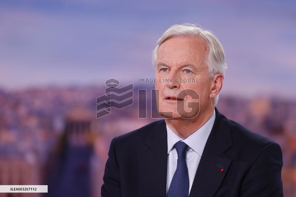 Newly Appointed PM Michel Barnier On TV Channel TF1 - Boulogne-Bilancourt