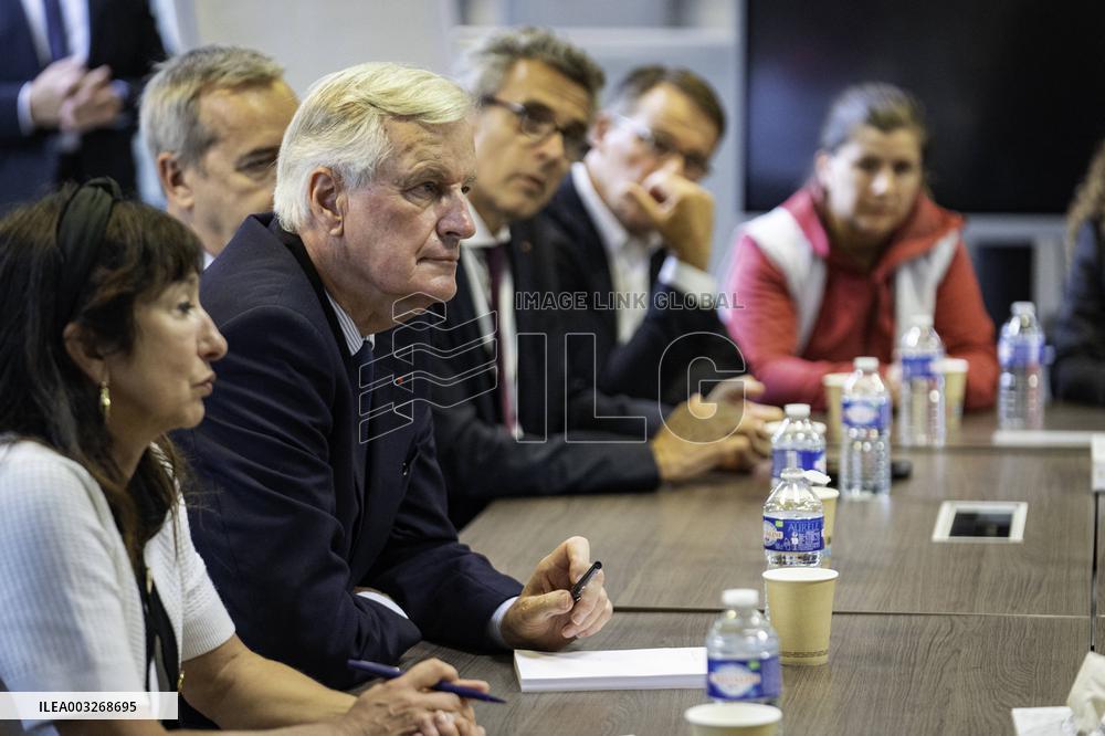 PM Michel Barnier Visits SAMU de Paris headquarters at Necker hospital - Paris