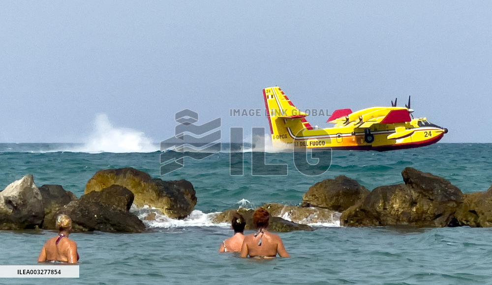 Firefighters Canadair In The Adriatic Sea - Italy
