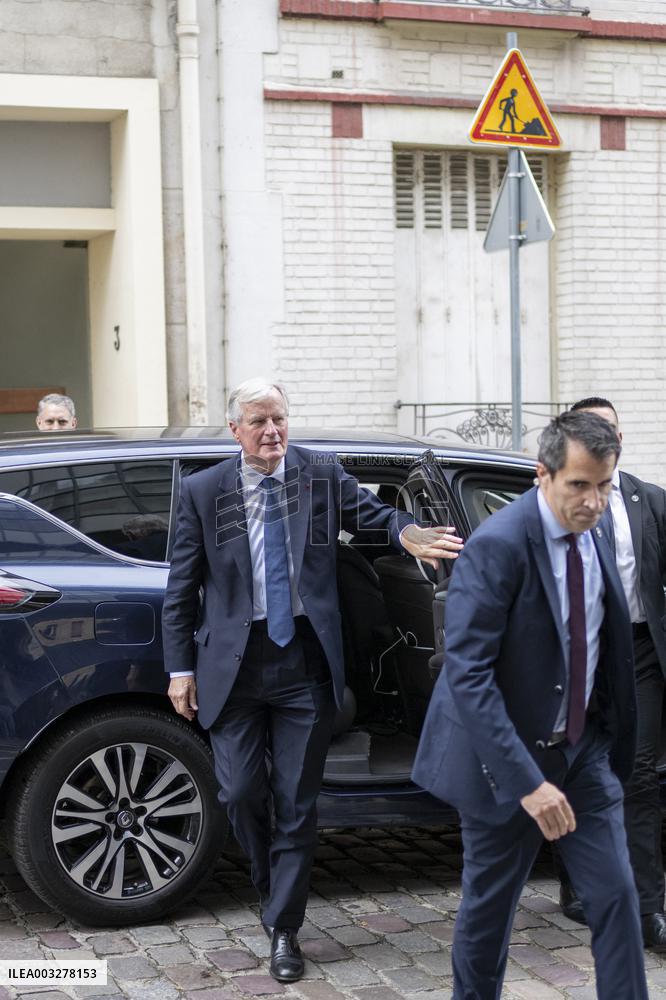 Michel Barnier Arrives At Necker Hospital - Paris