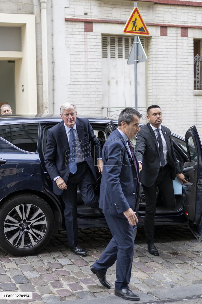 Michel Barnier Arrives At Necker Hospital - Paris