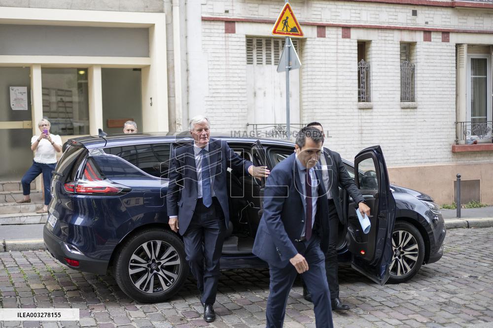 Michel Barnier Arrives At Necker Hospital - Paris