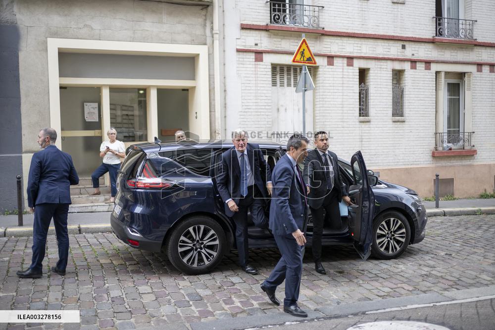 Michel Barnier Arrives At Necker Hospital - Paris