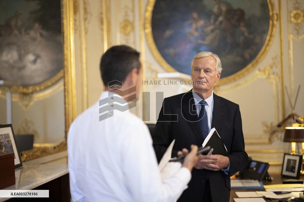 Exclusive - Michel Barnier At Hotel De Matignon - Paris