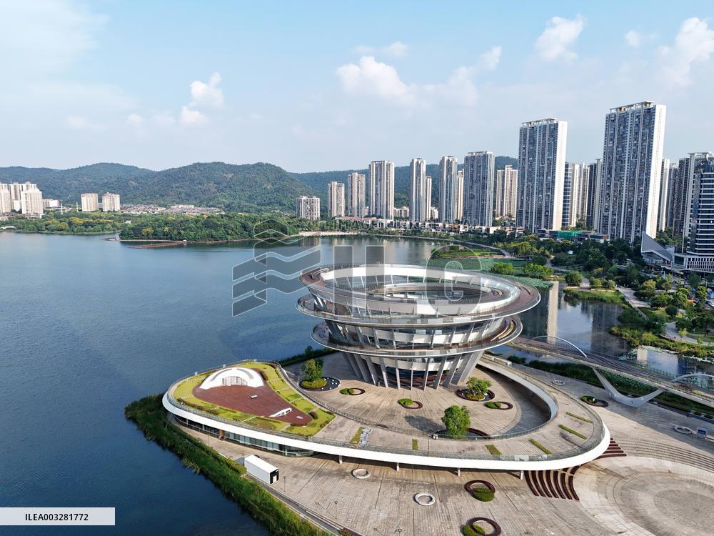 The Double Spiral Viewing Platform of City Island on The West Bank of Meixi Lake in Changsha