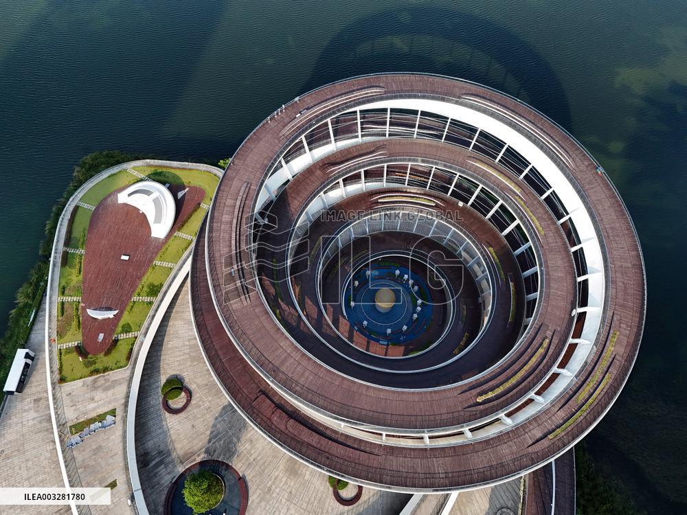 The Double Spiral Viewing Platform of City Island on The West Bank of Meixi Lake in Changsha