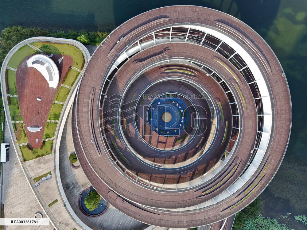 The Double Spiral Viewing Platform of City Island on The West Bank of Meixi Lake in Changsha