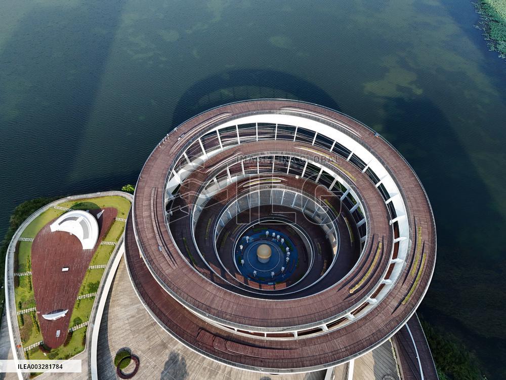 The Double Spiral Viewing Platform of City Island on The West Bank of Meixi Lake in Changsha
