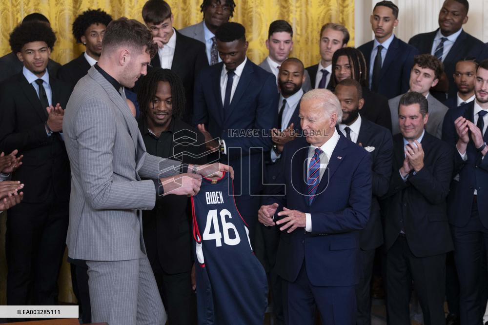Biden Welcomes The University Of Connecticut Huskies Men - Washington