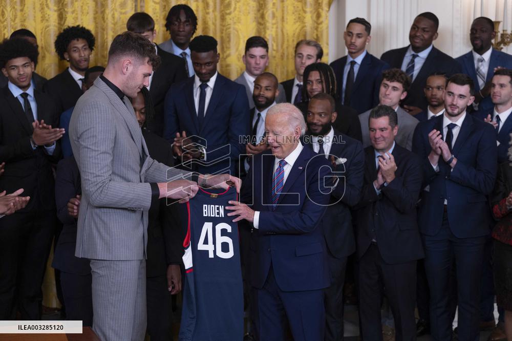 Biden Welcomes The University Of Connecticut Huskies Men - Washington