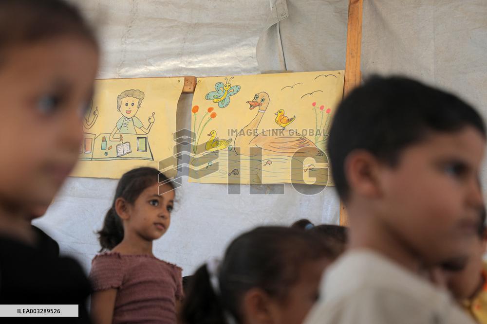 A Tent Turned Into A Small Classroom - Gaza