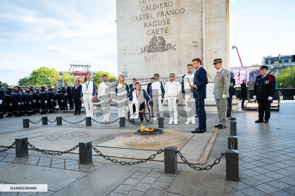 Parade Of French Athletes - Rekindling Of The Flame - Paris