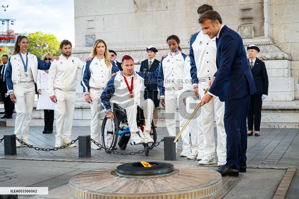 Parade Of French Athletes - Rekindling Of The Flame - Paris