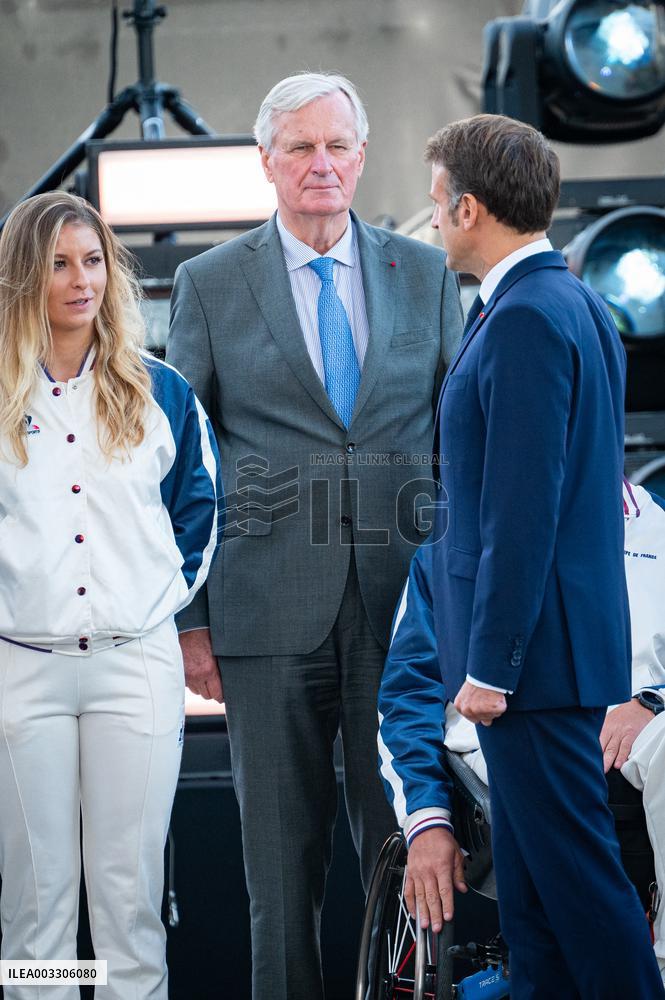 Parade Of French Athletes - Rekindling Of The Flame - Paris