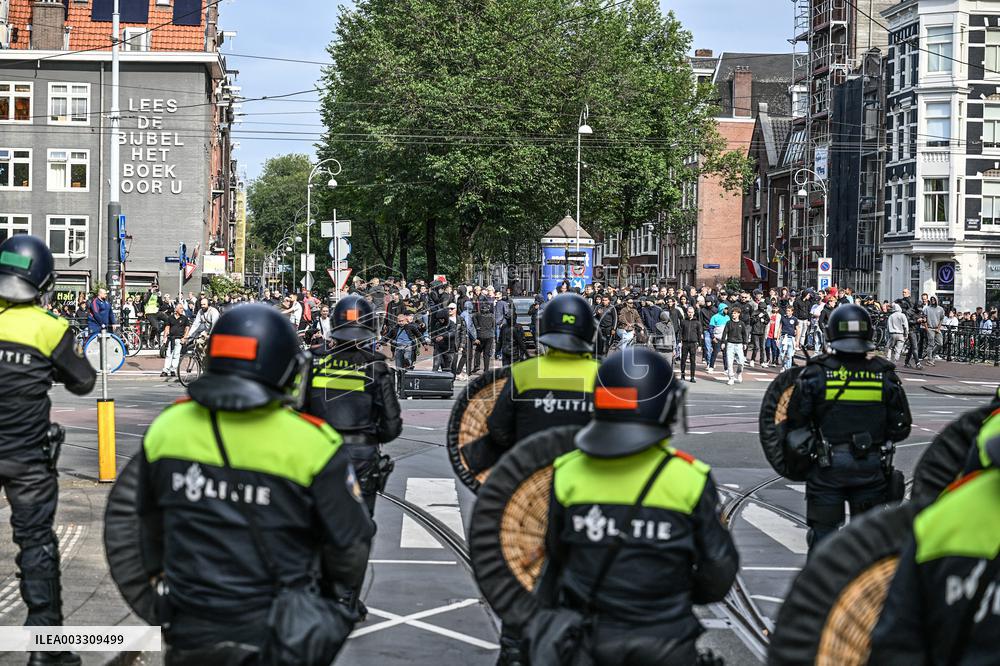 Hundreds Of Ajax Supporters Clash With Police - Amsterdam