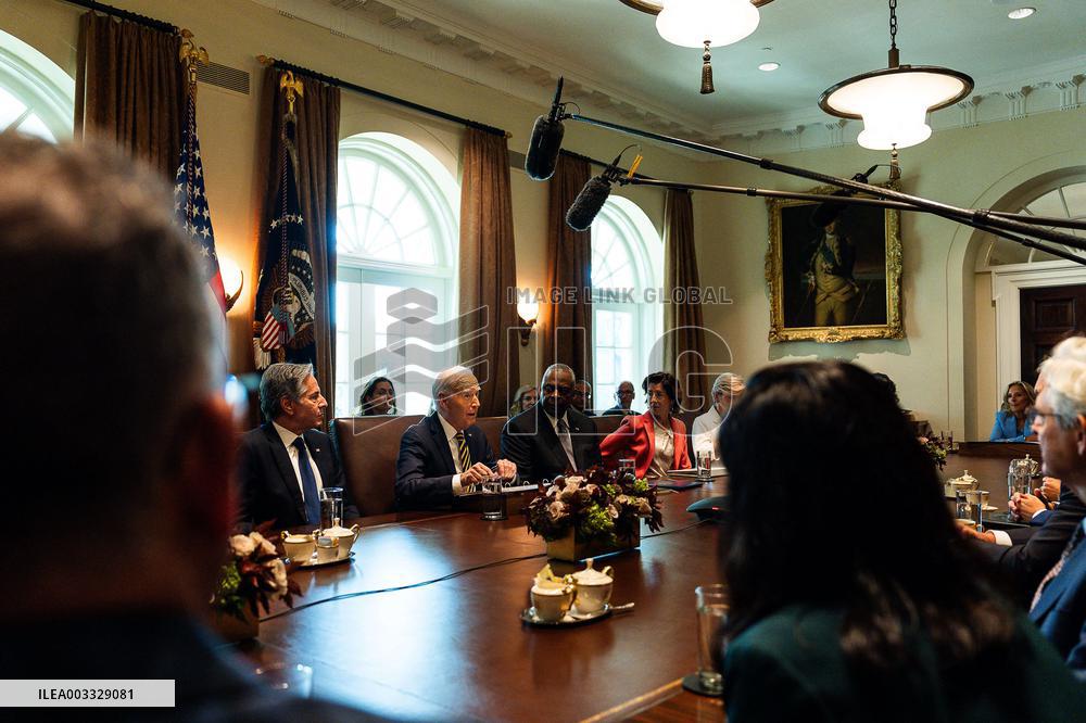 Joe Biden During A Cabinet Meeting - Washington