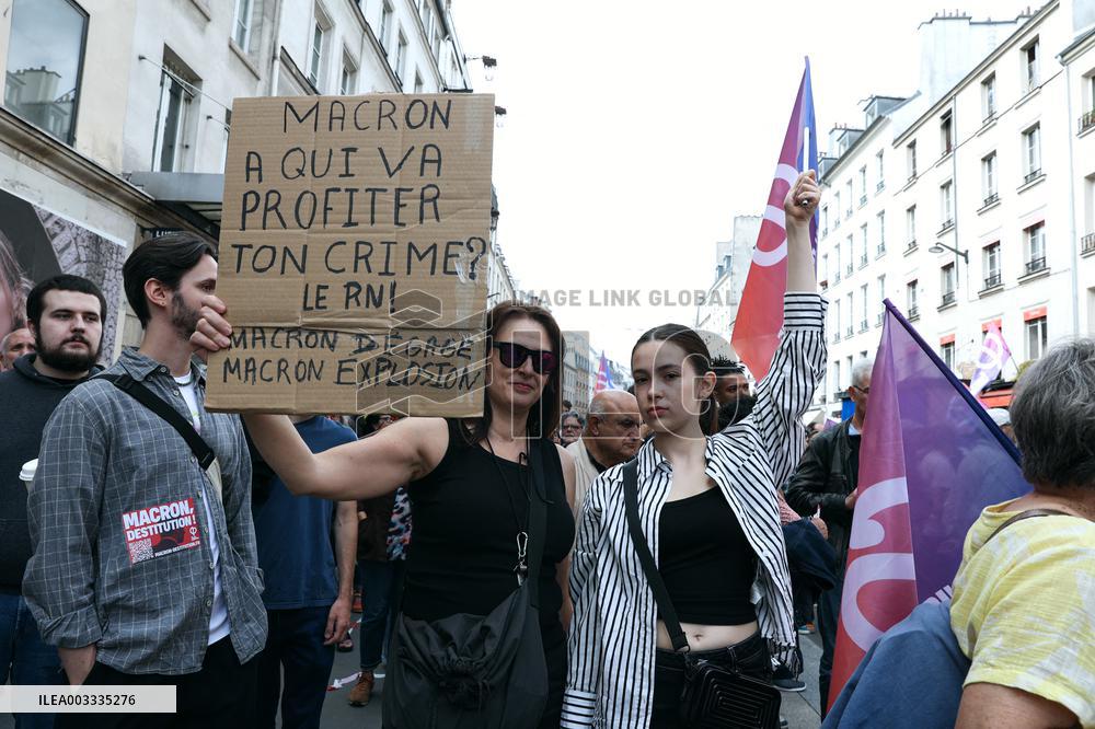 Demonstration Against Macron-Barnier Government in Paris