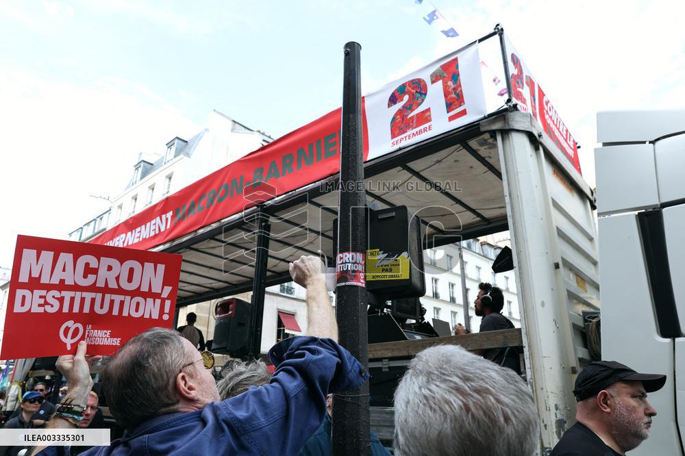 Demonstration Against Macron-Barnier Government in Paris
