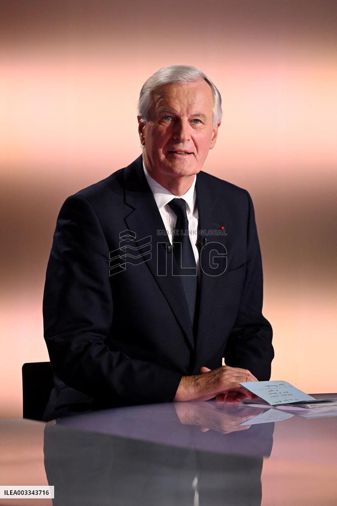 PM Barnier Appears At News Broadcast - Paris