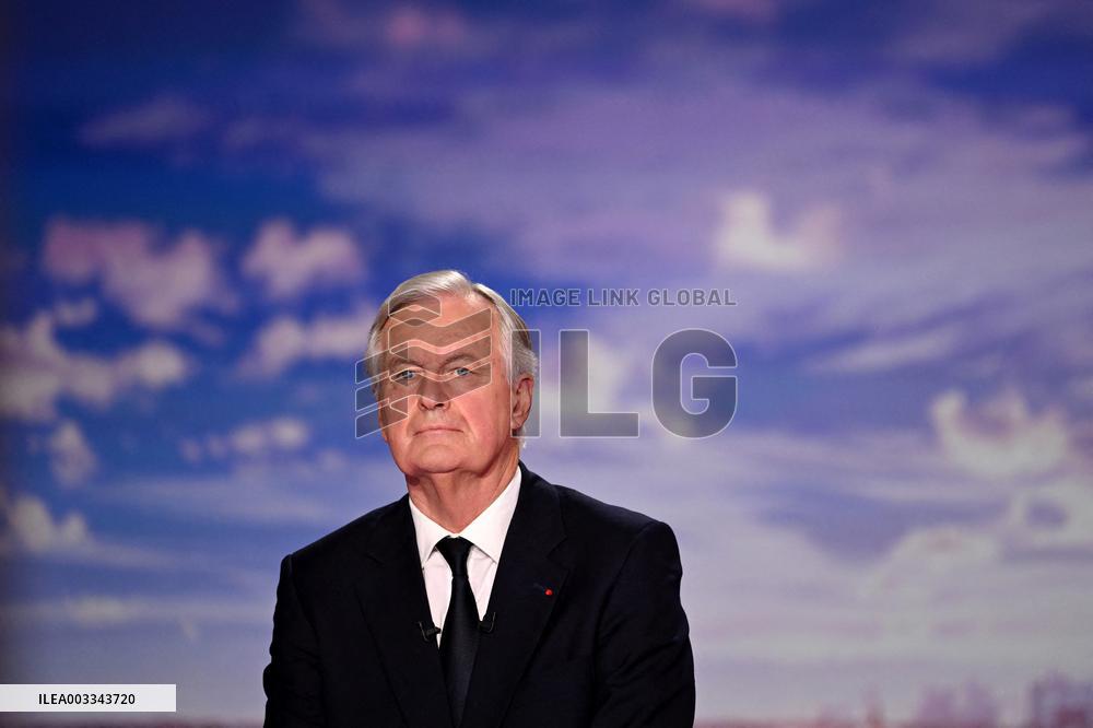 PM Barnier Appears At News Broadcast - Paris