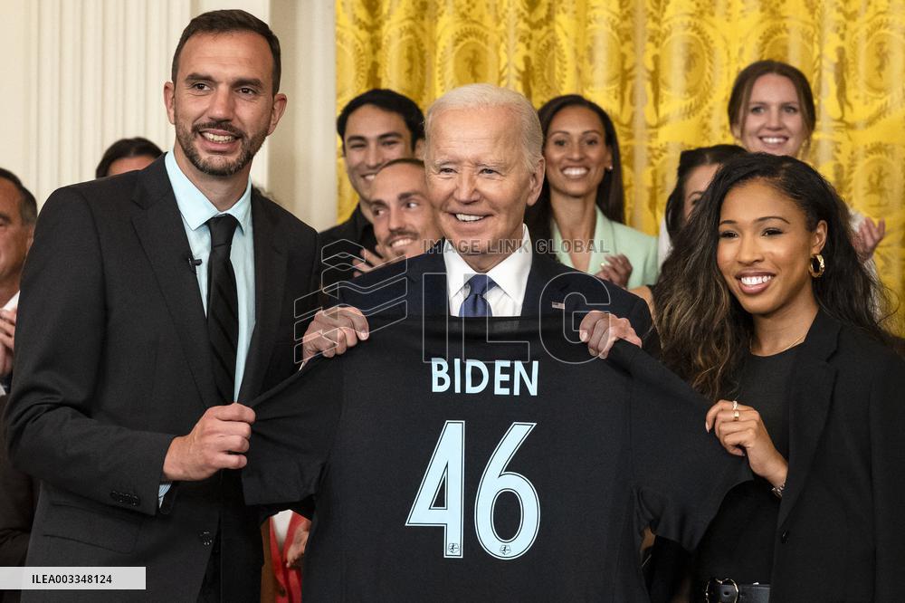 DC: President Biden Welcomes the NWSL Champions Gotham F.C. to the White House