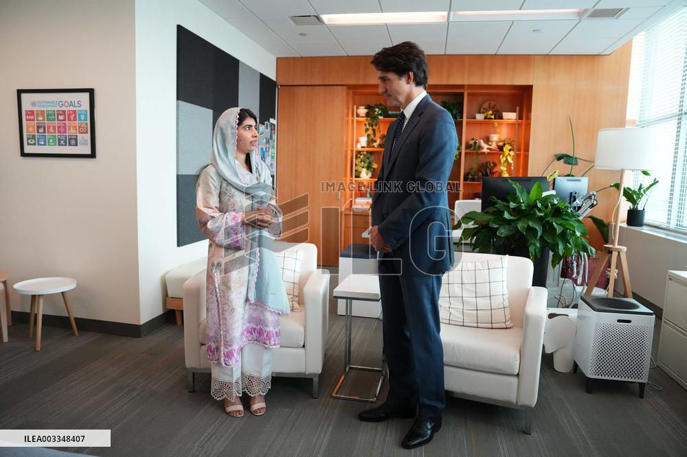 Justin Trudeau Meets Malala Yousafzai - NYC