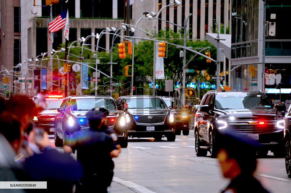 Biden Motorcade On 6th Avenue - NYC