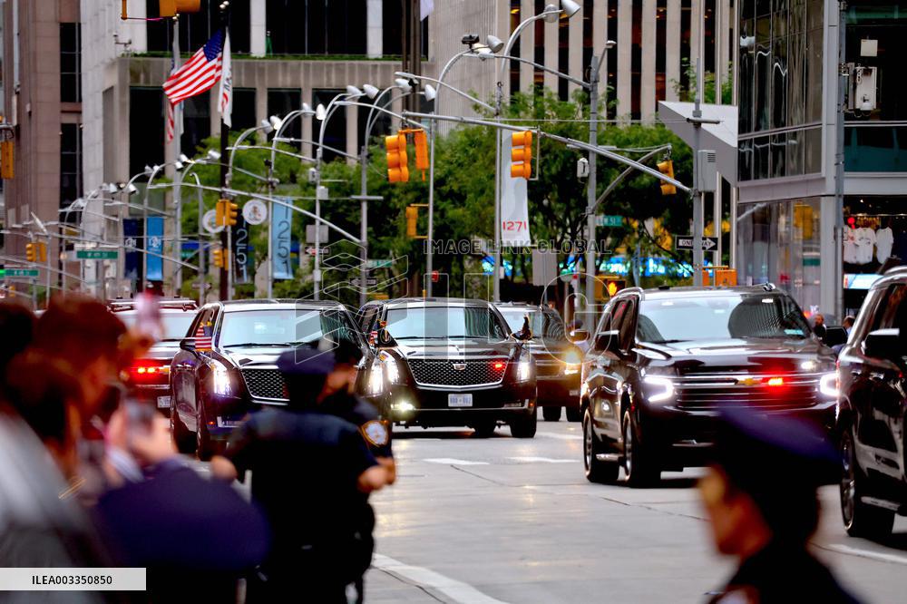 Biden Motorcade On 6th Avenue - NYC
