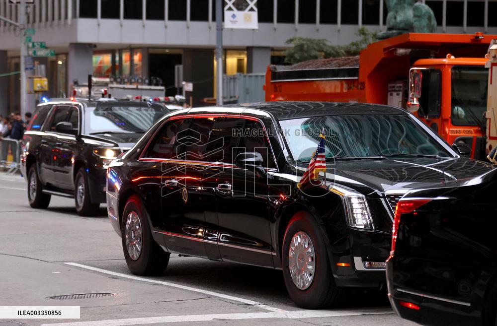 Biden Motorcade On 6th Avenue - NYC