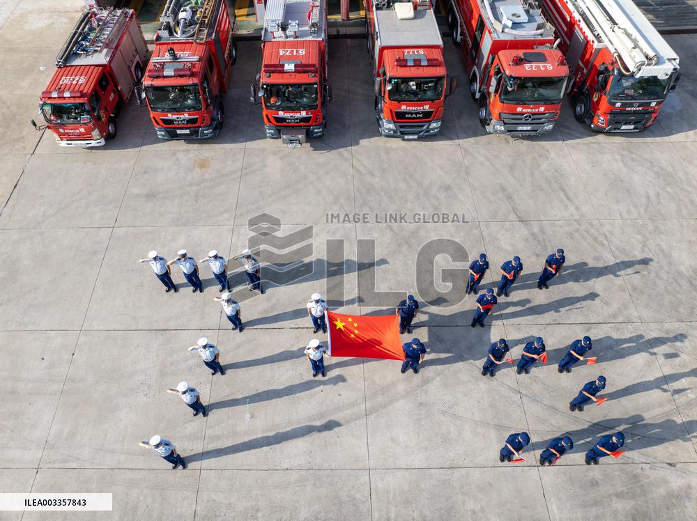 Firefighters And National Flag Photo Activity