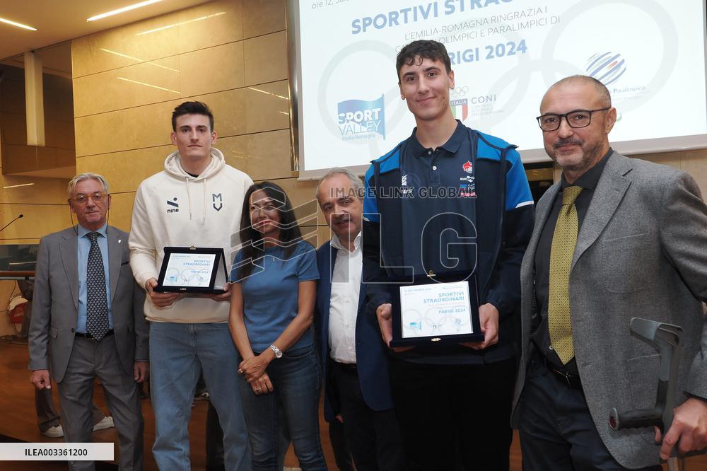 GIOCHI OLIMPICI - Olimpiadi Parigi 2024 - Commemorative plaques delivered to athletes from Emilia Romagna for participation in t