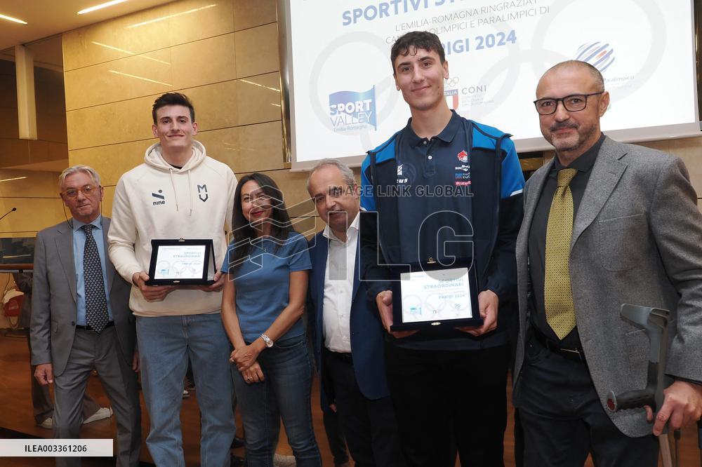GIOCHI OLIMPICI - Olimpiadi Parigi 2024 - Commemorative plaques delivered to athletes from Emilia Romagna for participation in t